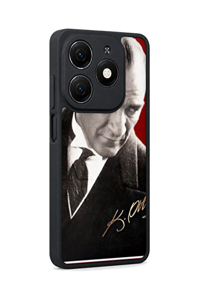 Aksel Kılıf Tecno Spark 20 Compatible Printed, Matte Black, Soft Silicone, Protective, Shock-Absorbing Cover, Case