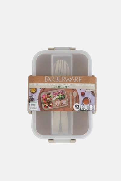 Farberware Multi Compartment Container With Fork And Spoon, Multicolor