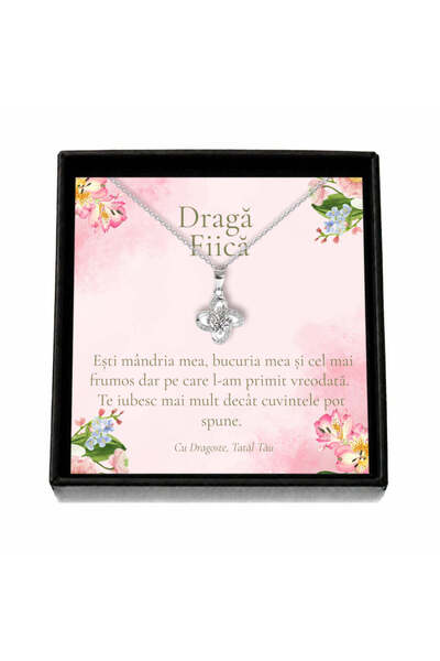 OEM Cadou pentru Fiică de la Tată – Colier „Trifoi cu Cristale”, Cutie Neagră...