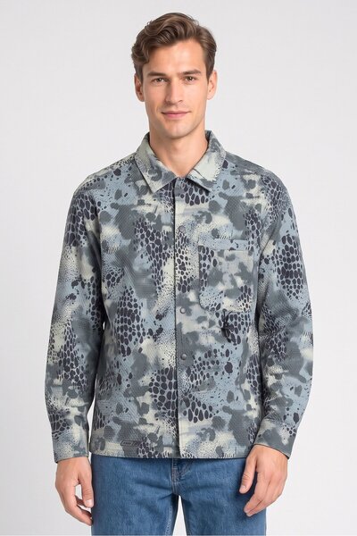 Cropp Men Regular Fit Long Sleeve Snakeskin Casual Shirt, Multicolor