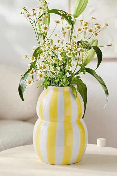 Tchibo Ceramic Stripe Vase, Multicolor