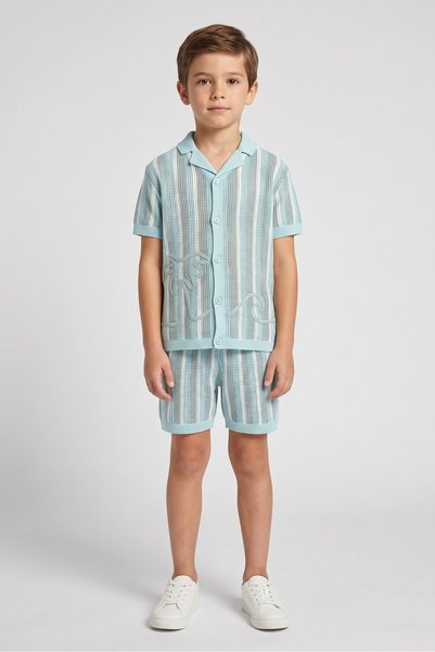 Lily & Jack Kids Boy 2 Pieces Stripe Shirt And Shorts Set, Multicolor