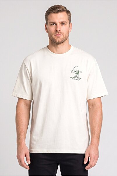 Common People Men Crew Neck Short Sleeve Graphic Print T-Shirt, Off White