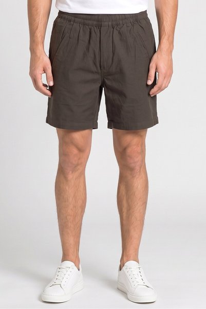Folk Men Regular Fit Plain Chino Shorts, Dark Green