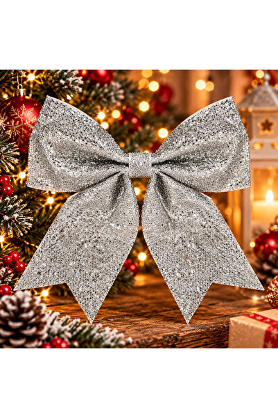 MyOfficeShop Fundiță decorativă pentru bradul de Crăciun, 20x22 cm, argintie