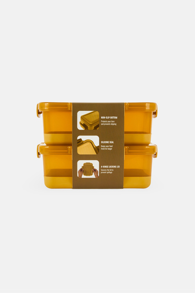 Gourmet 2 Pieces Rectangular Food Container With Lid, Mustard