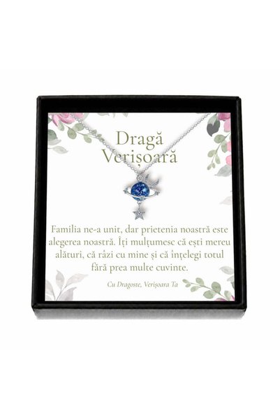 OEM Cadou pentru Verișoară de la Verișoară – Colier „Planetă cu Lună și Stea”...