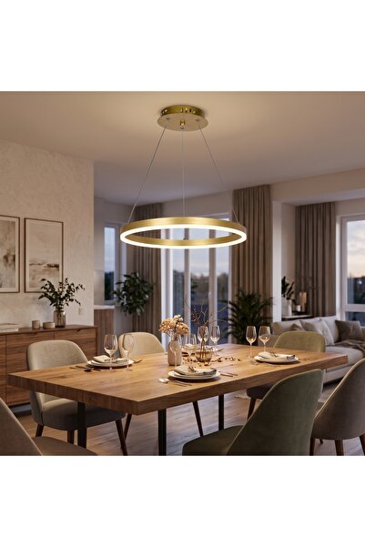 ERSTE LICHTING Pendul LED Rotund 30W 3CCT 2100lm IP20, auriu, 40 cm