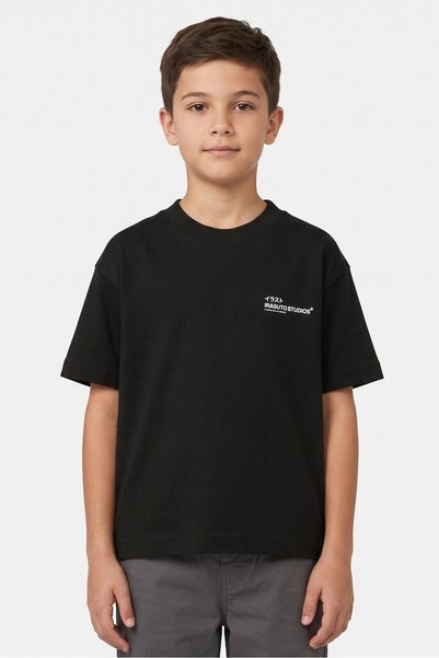 Irasuto Studios Kids Boy Short Sleeve Brand Logo T-shirt, Black