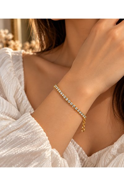 Generic Brand Gold Stone Waterway Bracelet – Elegant Crystal Stone Women's Br...