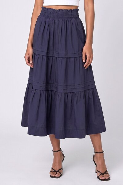 Philosophy Women Plain Pull On Midi Skirts, Navy