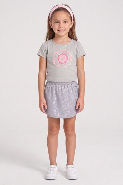 Body Glove Kids Girl 4 Pcs Graphic Print Top And Skort With Headband Set, Mul...