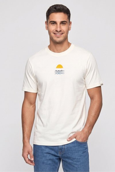 Legends Men Crew Neck Short Sleeve Embroidered T-Shirt, Off White