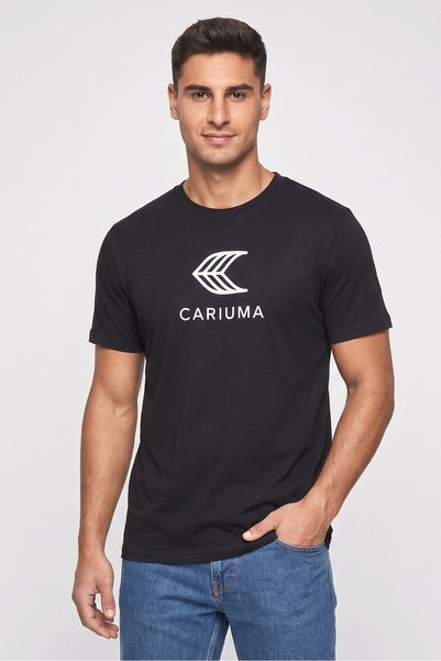 Cariuma Men Crew Neck Short Sleeve Brand Logo T-Shirt, Black
