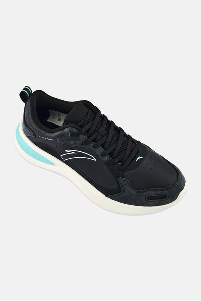 Anta Men Brand Logo Lace Up Running Shoes, Black