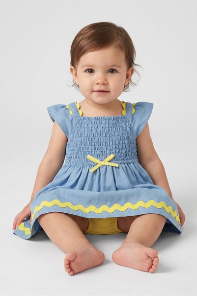 Penelope Mack Toddlers Girl 2 Pieces Textured Dress And Panty Set, Multicolor