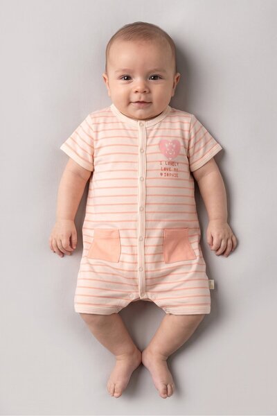 Sophie La Girafe Toddlers Boy Stripe Short Sleeve Rompers, Multicolor