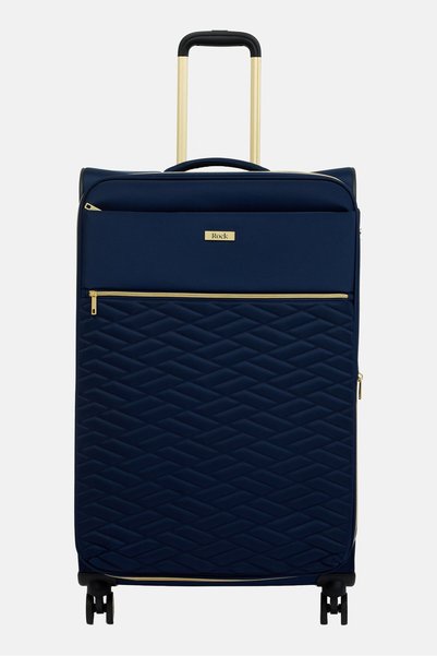 Rock 28 Inches Sloane Softshell Expandable Check In Spinner Luggage, Navy
