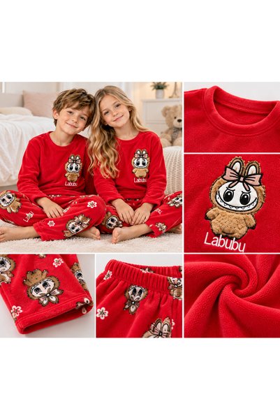 zahider Girls' and Boys' Polar Fleece Winter Long-Sleeved Pajama Set