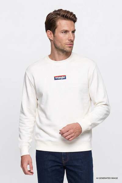 WRANGLER Cotton Regular Fit White Men's Sweatshirt W2620152102
