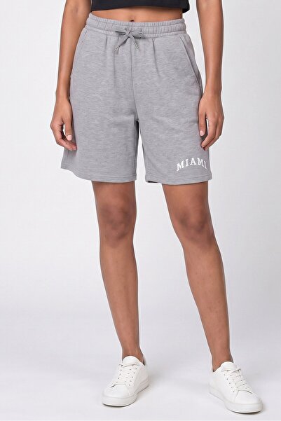 Sinsay Women Graphic Print Basic Shorts, Grey