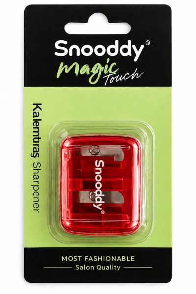snooddy Makeup Pencil Sharpener - Suitable for All Pencils - with Cover - Red