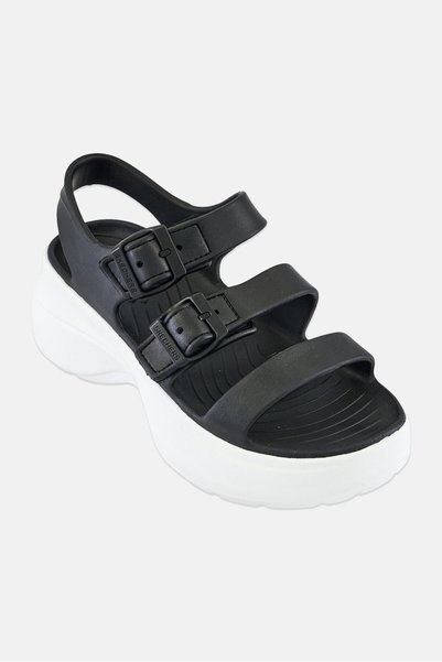 SKECHERS Women Foamies Tai Get Real Velcro Closure Sandals, Black