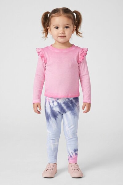 Splendid Toddlers Girl 2 Pcs Tie Dye Top With Leggings Set, Multicolor