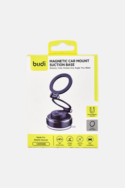 Budi Magnetic Car Mount Suction Base, Black