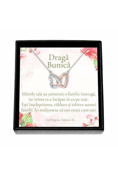 OEM Cadou pentru Bunică de la Nepoată – Colier „Inimi Bicolore”, Cutie Neagră...