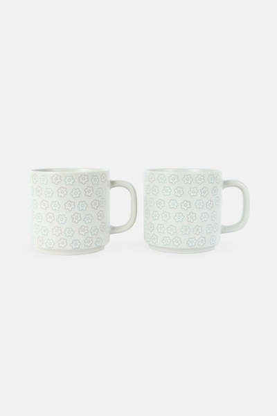 Market Finds 2 Pcs Stackable Mug Set 350ml, Light Grey
