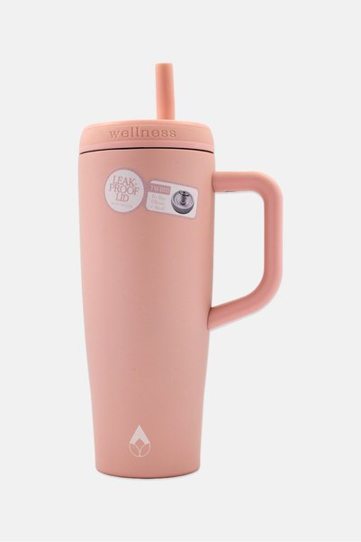 wellness Stainless Steel Vacuum Insulated Tumbler With Straw 900ml, Pink