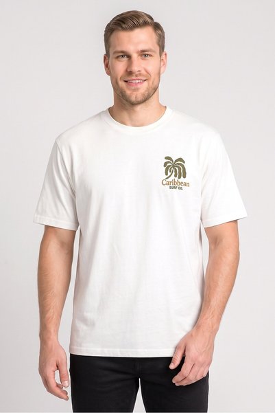 Common People Men Crew Neck Short Sleeve Graphic Print T-Shirt, Off White