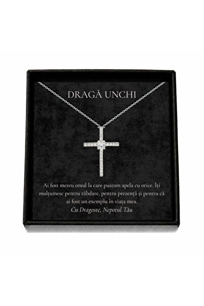 OEM Cadou pentru Unchi – Colier „Cruce cu Cristale”, Cutie Neagră și Card cu ...