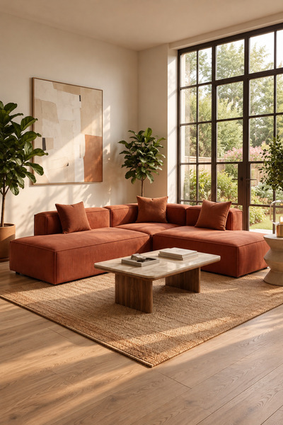 S Home Design Concept Frida 3 Modül Köşe Koltuk Fitilli, Dinlenme Modüllü 240...