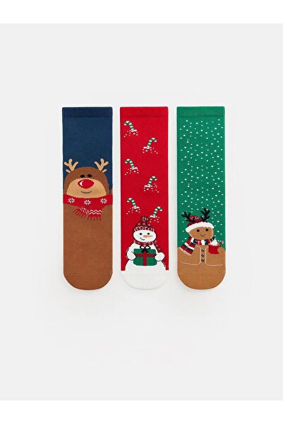 LC Waikiki Mixed 3-Pack New Year's Themed Boys' Towel Socks (W6)
