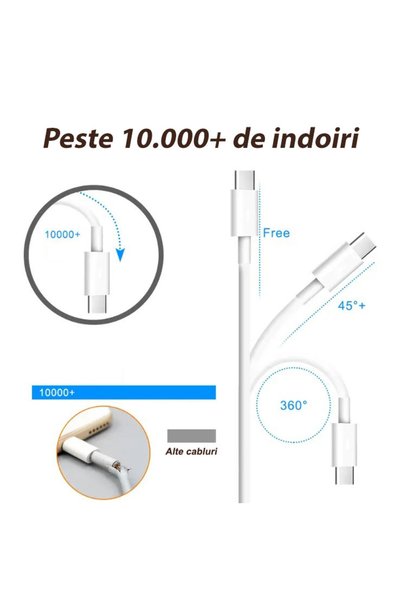 Infinity Enterprise Cablu USB-C la Lightning Infinity Enterprise, încărcare rapidă 27W, pentru iPhone, 1 m, alb