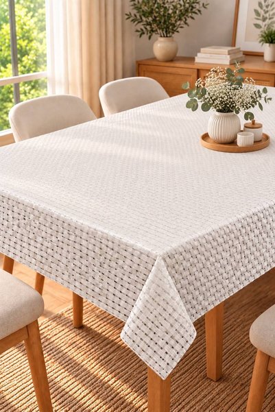 Molina Home Liquid-Proof Oilcloth Lace Tablecloth |   Stain-Resistant, Easy-T...