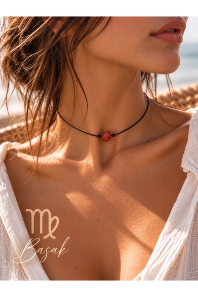 Femenino Virgo Zodiac Sign Adjustable Necklace with Real Natural Agate Stone