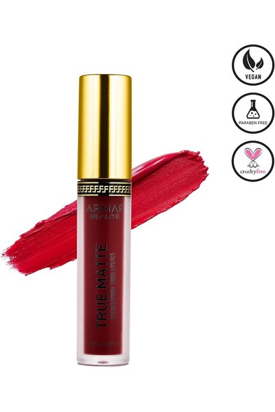 Armaf Beauté True Matte Liquid Lipstick - Long Lasting Lipstick, Scarlet, 4ml...