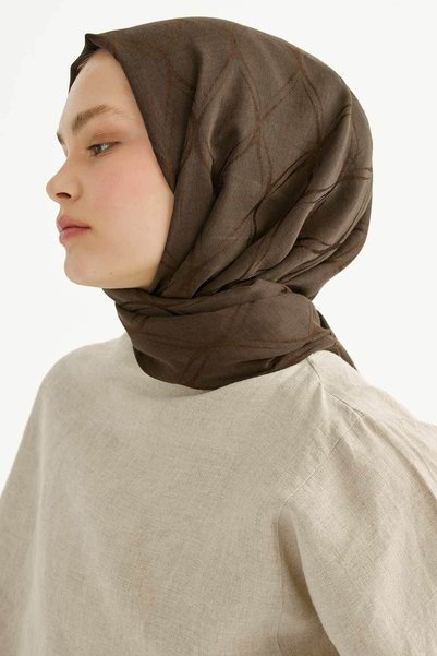 VALORSCARF Soft Texture Sarmal Desen Pamuk Asetat İpeksi Şal Kül Kahve