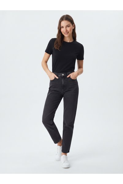 Butik Koyu Füme Mom Jean