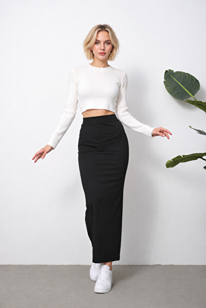mrm pro Women's Black Long Pencil Skirt Flexible Diving Fabric Maxi Length Hi...