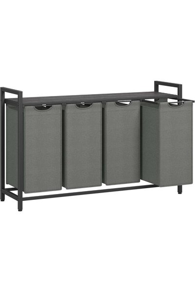 VASAGLE Coș de rufe 4x40L, saci detașabili, raft superior și cadru metalic, 1...
