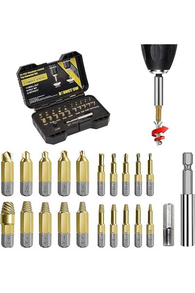 TERRIFI 22PCS Titanium Damaged Screw Extractor Set, HSS 4341 Stripped Screw E...