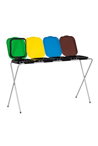 MyOfficeShop Coș de gunoi selectiv cu 4 compartimente, cadru metalic și capac...