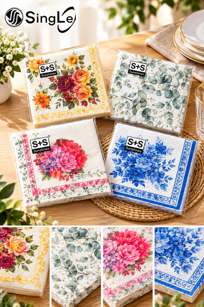 Single ( 1 Paket ) 20’Li Desenli Sunum Peçetesi 33*33 Cm