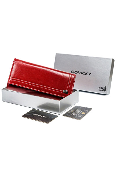 Rovicky Portofel mare, alungit, din piele, cu protecție RFID, pentru femei