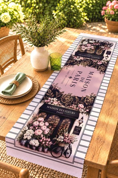 EVPANYA Paristen Manzalar Patterned Runner / Tablecloth / Placemat