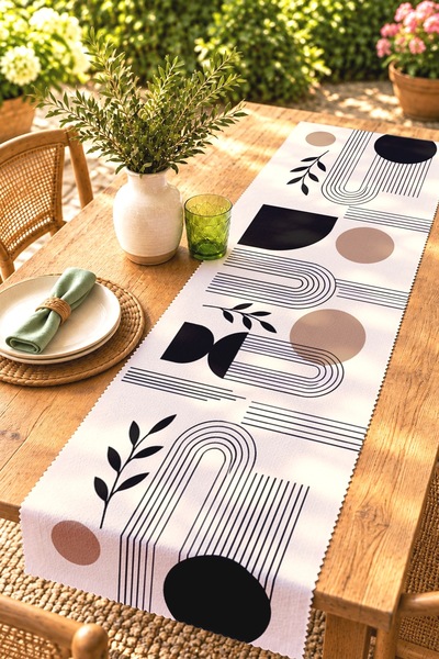 EVPANYA Abstract Lines Patterned Runner / Tablecloth / Placemat